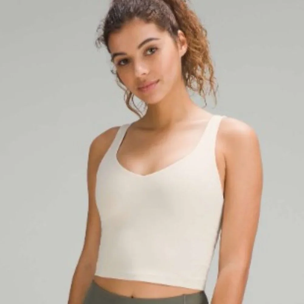 Lululemon Align Tank Top White Opal Nulu Yoga Crop Built-in Bra Size‎ 4